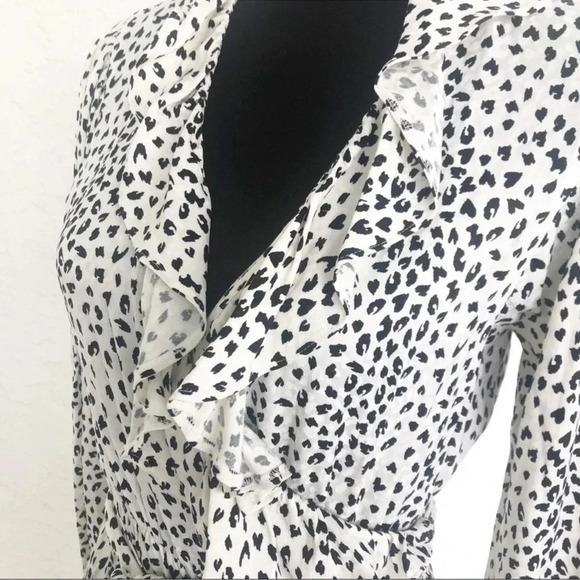Maje Rosana wrap dress black white leopard print long sleeve excellent Size S - Picture 7 of 12